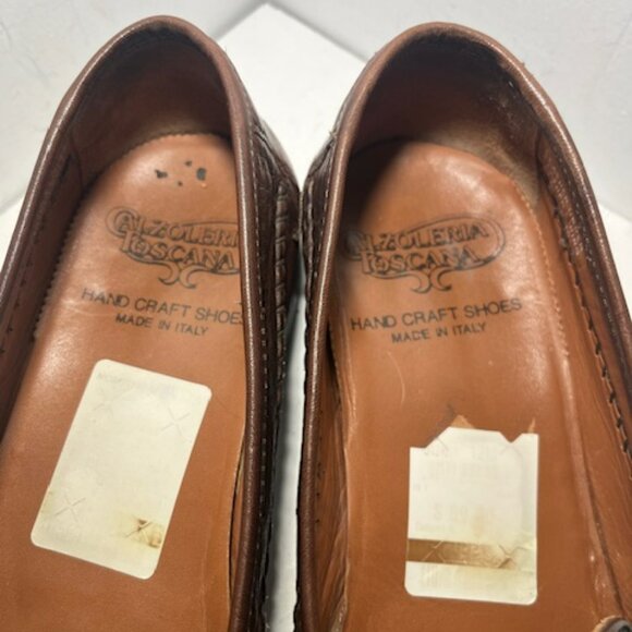 Men\'s Calzoleria Toscana Brown Leather Almond‎ Toe Loafers Size 12D main image 8